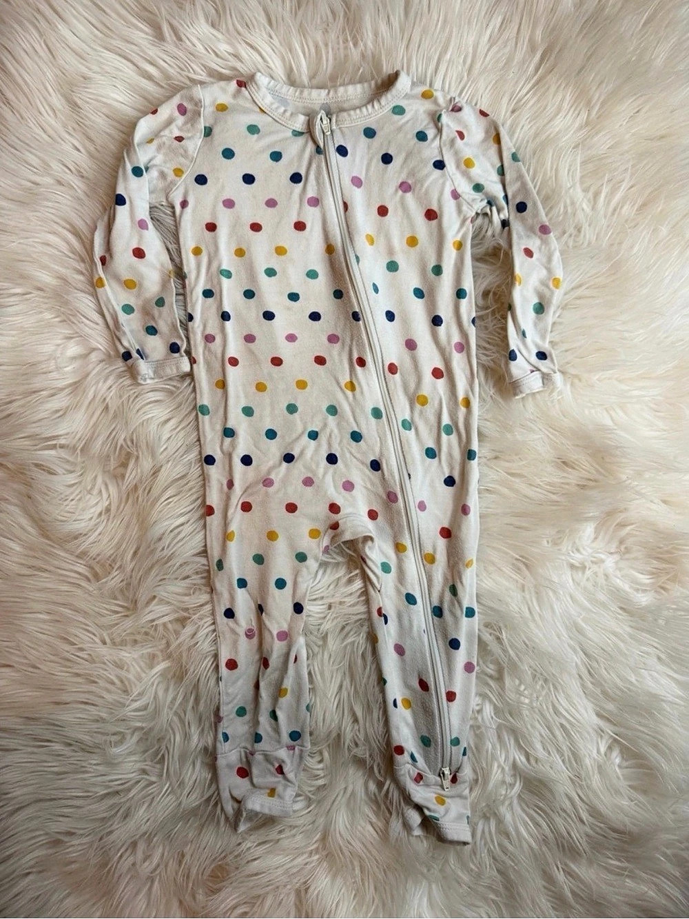 Kyte BABY Zippered Footie in Polka Dots Polka Dots White & Multicolor